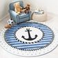 Safavieh Carousel Nautical 3" Round Navy and Ivory Kids Area Rug, , large