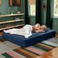 Jaxx Zipline 3-Piece Stationary Convertible Sleeper Loveseat in Indigo Velvet, , large