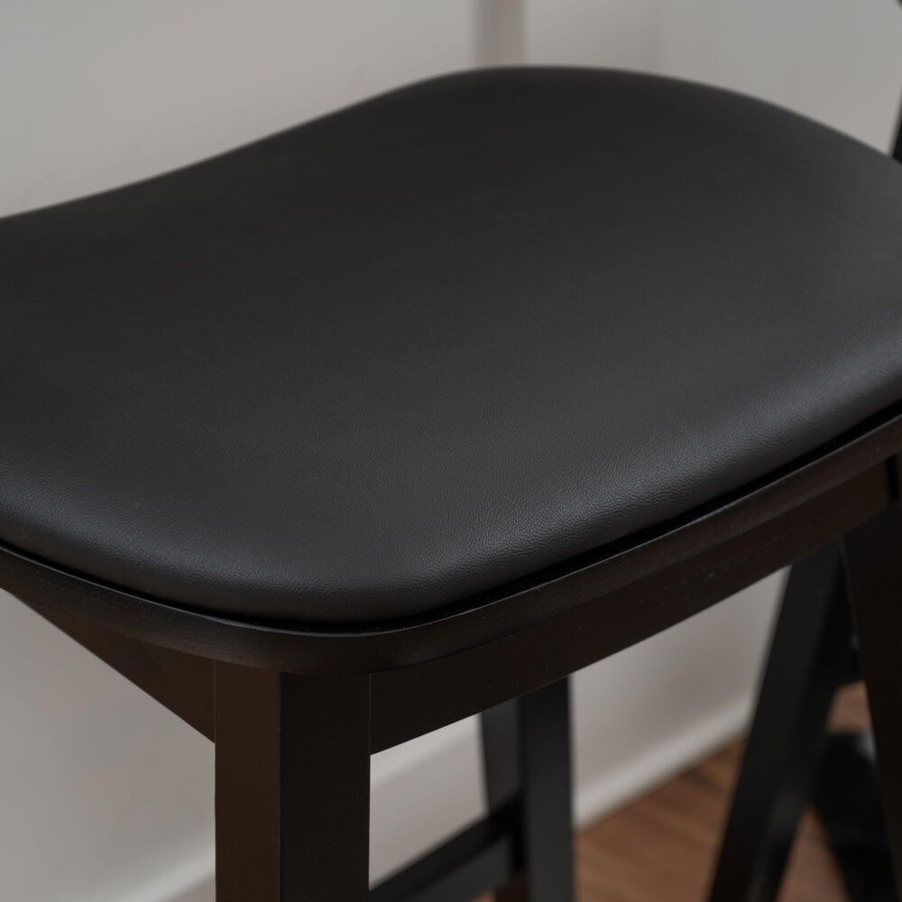 Linon Home Decor Culver Counter Stool with Black Cushion in Black (Set of 2), , large