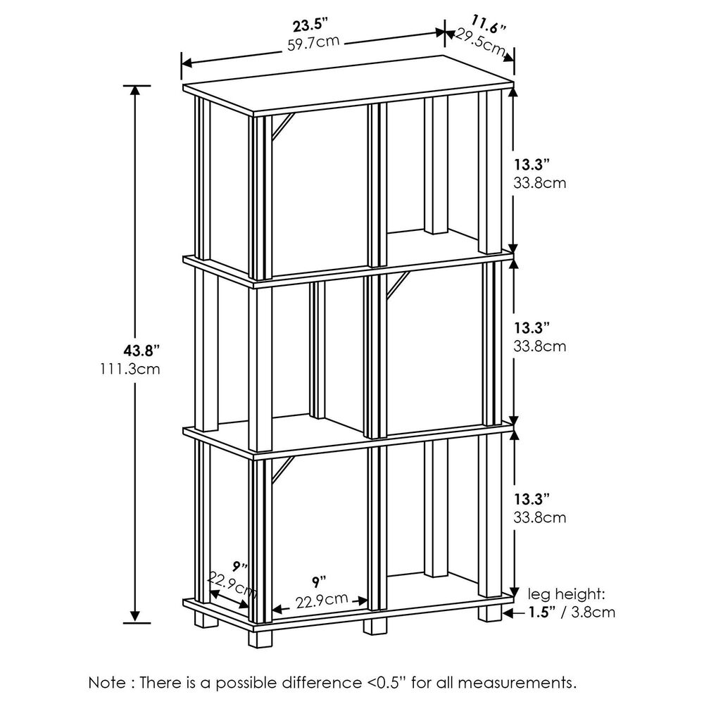 HOMLUX 4-Tier Storage Bookcase with Three Doors in Black Oak and Black, , large