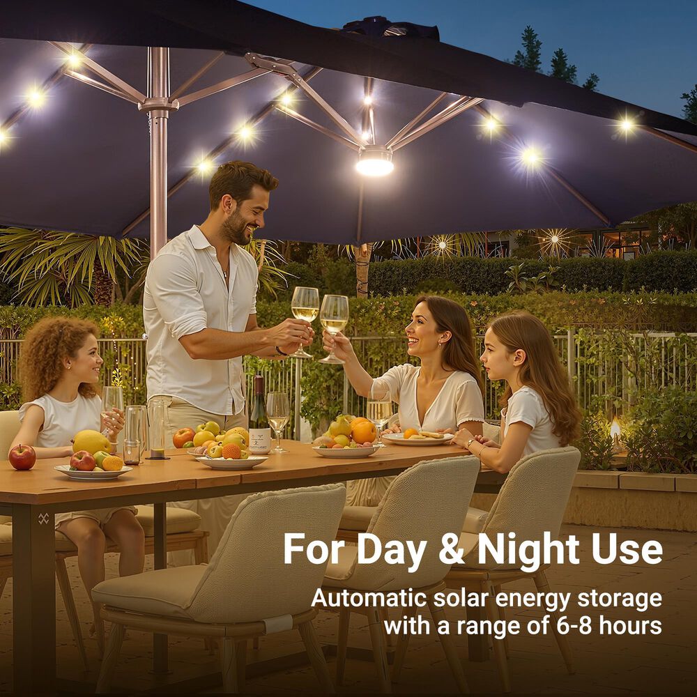 HOMLUX 2-Piece 14.5 ft Patio Umbrella Set in Dark Blue, , large