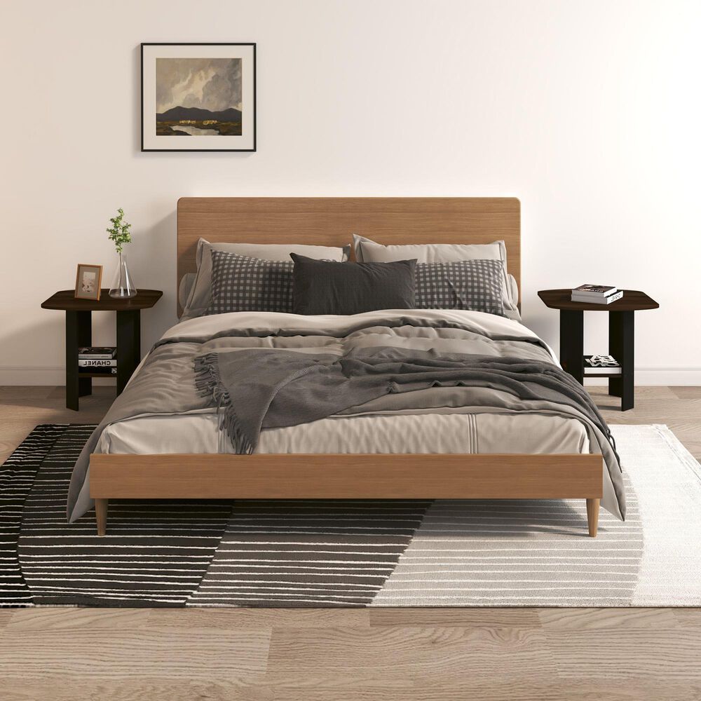 HOMLUX End Table in Columbia Walnut and Black (Set of 2), , large