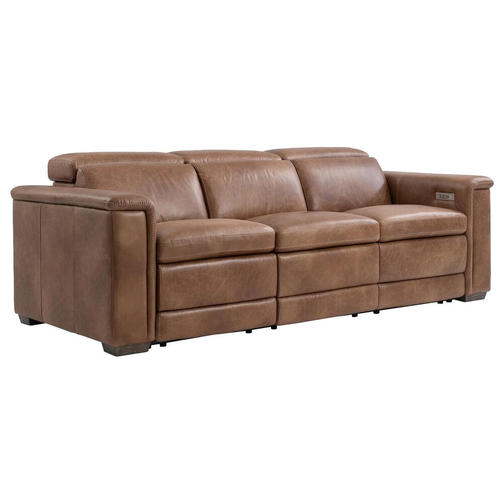 Bernhardt Lioni Power Reclining Sofa with Power Headrest in Brown, , large