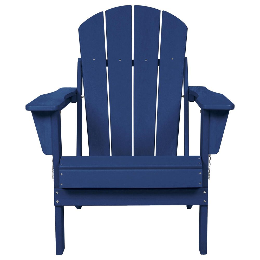 Hearth and Haven 3-Piece Outdoor Folding Adirondack Chair Set with Side Table in Navy Blue, , large