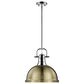 Golden Lighting Duncan 1-Light Pendant with Rod and Aged Brass Shade in Chrome, , large