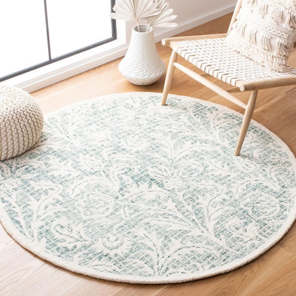 Safavieh Micro-Loop MLP379F 5&#39; Round Gray and Ivory Area Rug, , large