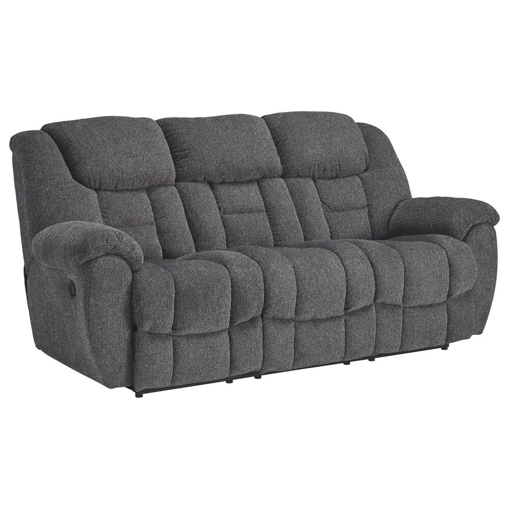 Ashley Foreside Manual Reclining Sofa in Charcoal, , large