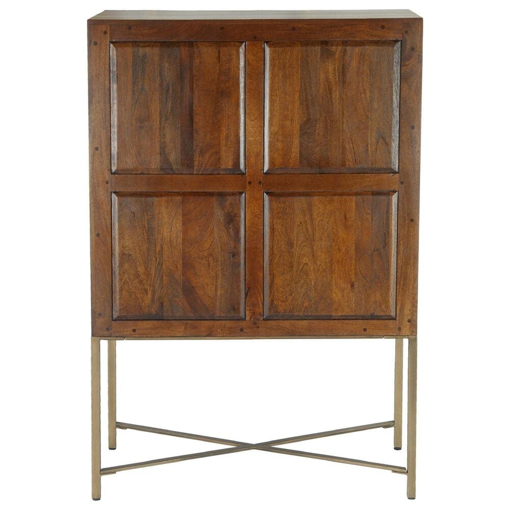 Home Trends &amp; Design Cosmopolitan Bar Cabinet in Honey Brown and Antique Gold, , large