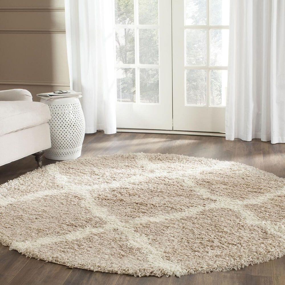 Safavieh Dallas Shag SGD257D-6R 6&#39; x 6&#39;  Beige/Ivory Round Rug, , large