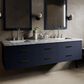 Lexora Home Castor 72" Double Bathroom Vanity in Blue with 2 cm White Carrara Marble Top and Rectangular Sinks, , large