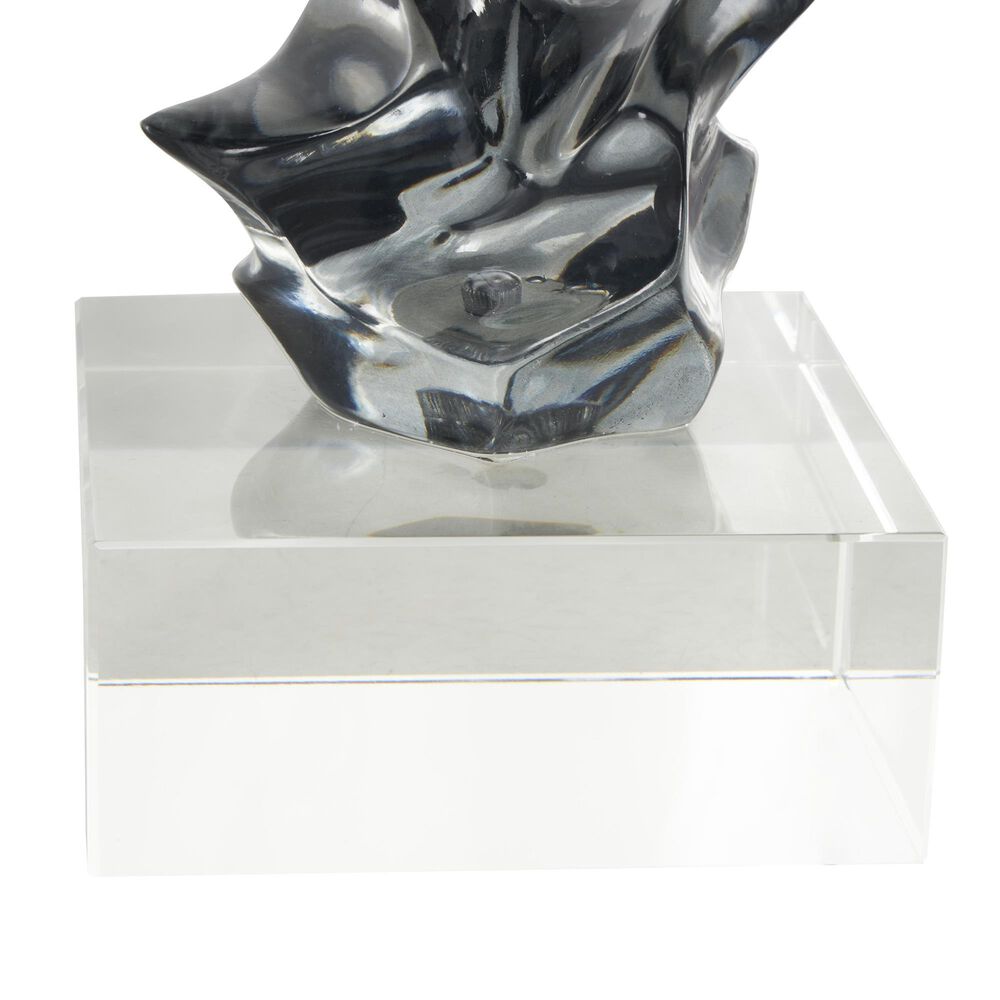 Maple and Jade Abstract Freeform Decorative Sculpture with Square Base in Glossy Clear, , large