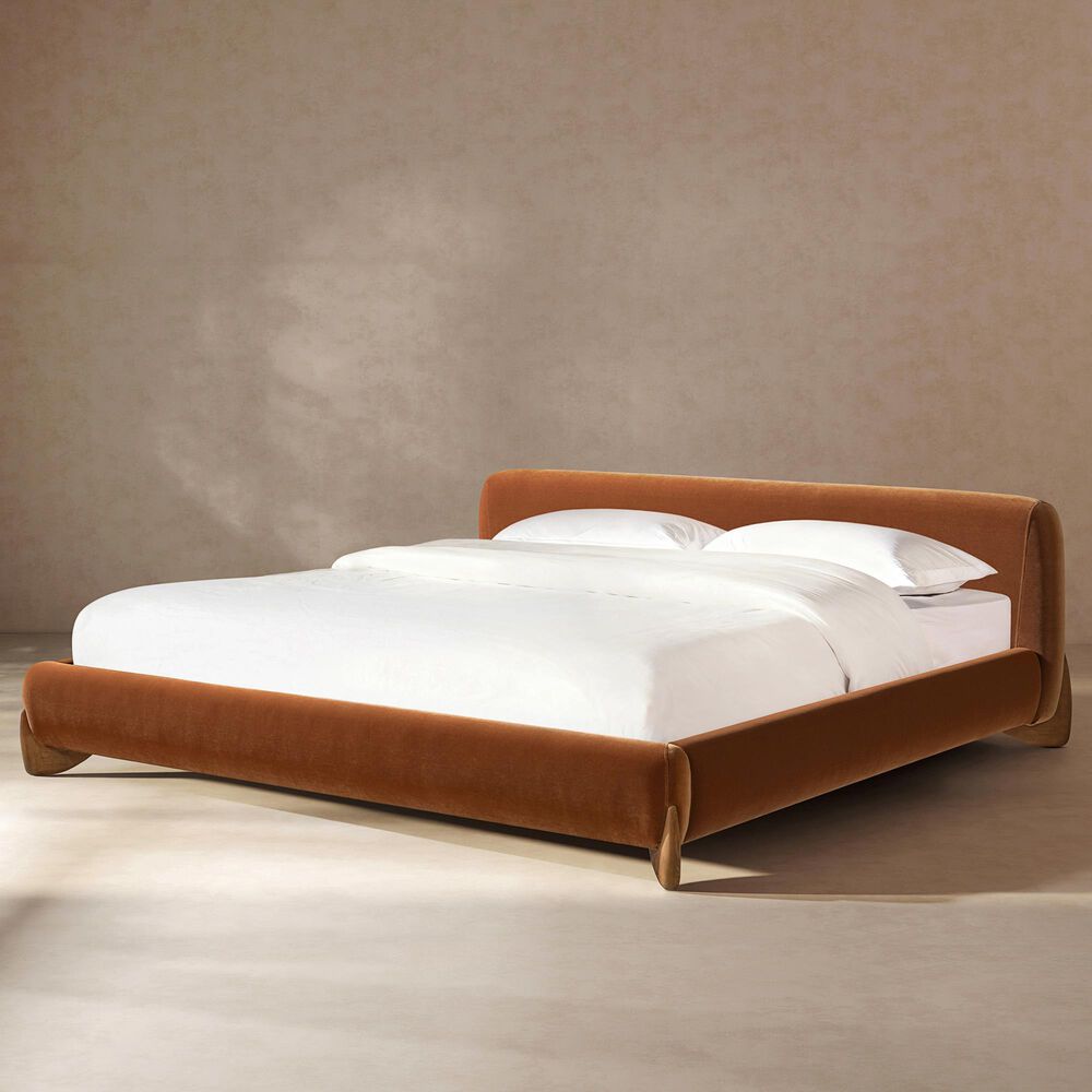 Jennifer Taylor Home Alpine King Platform Bed Frame in Burnt Orange, , large