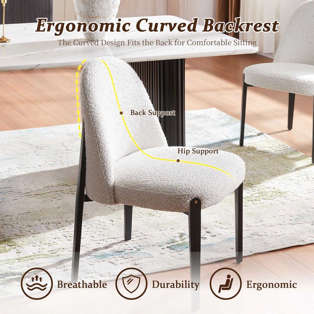 Morden Fort Boucle Side Chair in White (Set of 4), , large