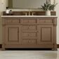 James Martin Vanities Brookfield 60" Single Bathroom Vanity in Pecan with 3 cm Eternal Jasmine Pearl Quartz Top, Rectangle Sink and FreePower Wireless Charger, , large