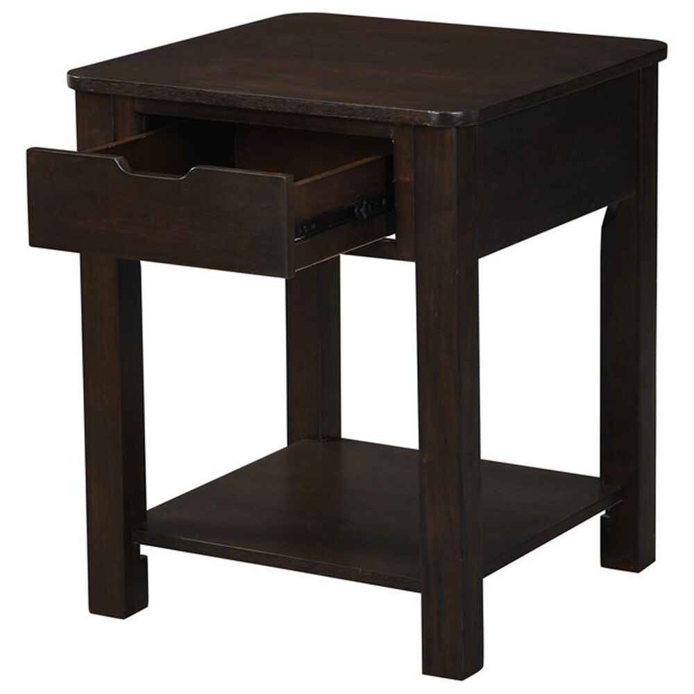 HOMLUX 20" End Table with Drawer in Dark Brown, , large