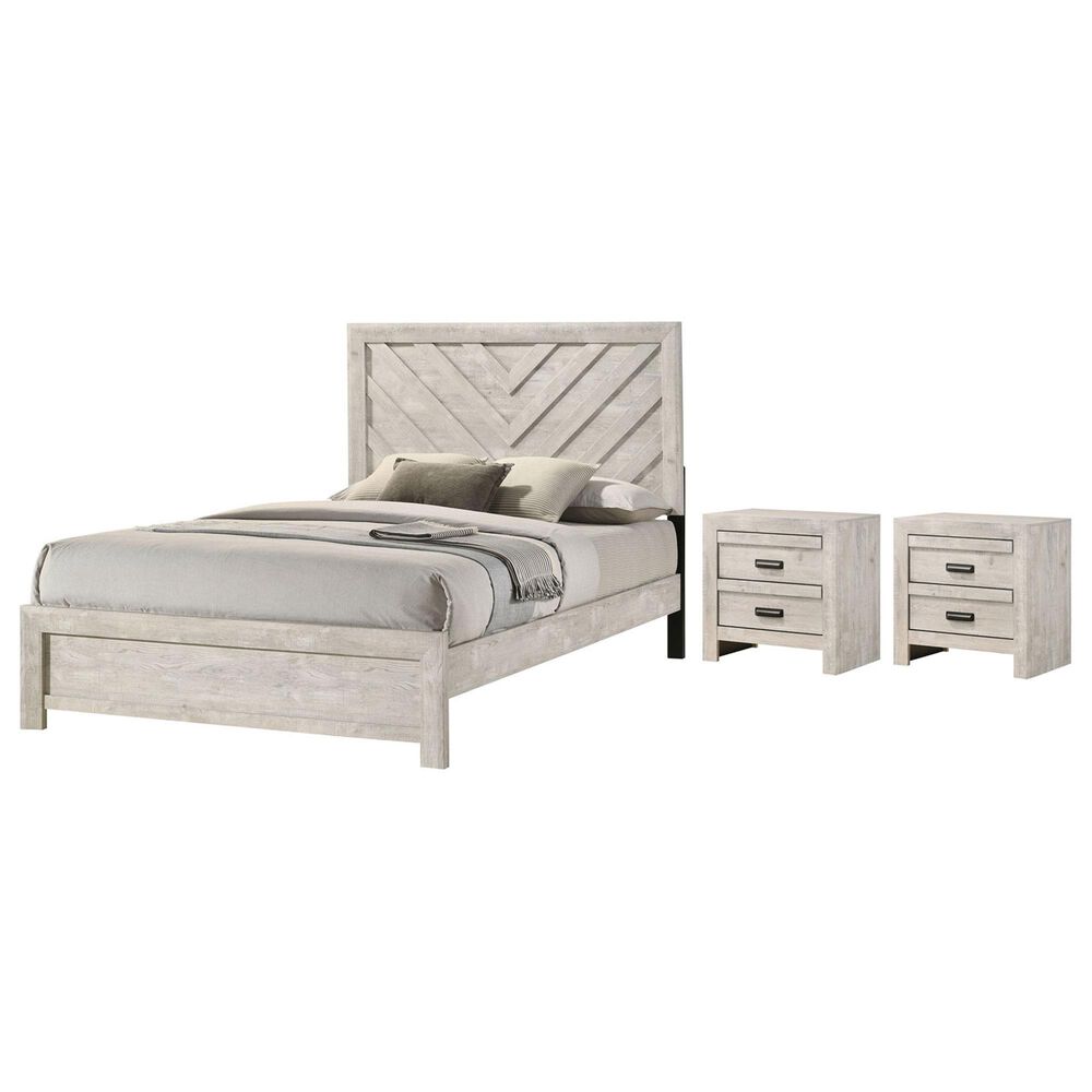 Crown Mark Valor 3-Piece Queen Bedroom Set with Two Nightstands in Light Gray, , large