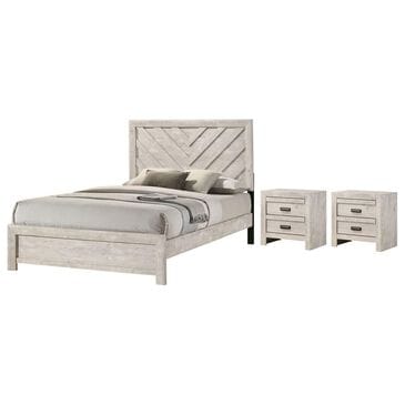 Crown Mark Valor 3-Piece Queen Bedroom Set with Two Nightstands in Light Gray, , large