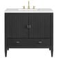 James Martin Vanities Myrrin 36" Vanity in Carbon Oak with 3 cm White Zeus Quartz Top, , large