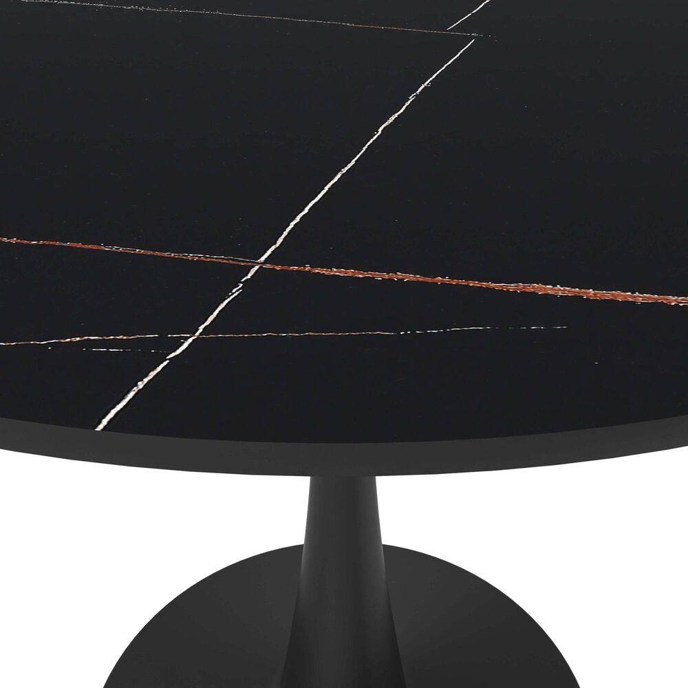 Leisuremod Leisuremod Bristol 35 round dining table Black base with Black Sintered stone Top, , large