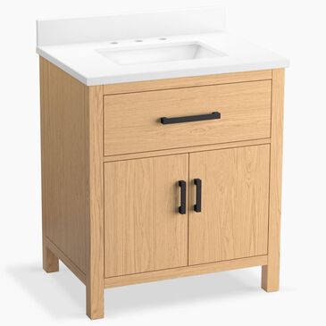 Kohler Kresla 30" Single Bathroom Vanity in Light Oak with 3 cm White Quartz Top and Rectangular Sink, , large