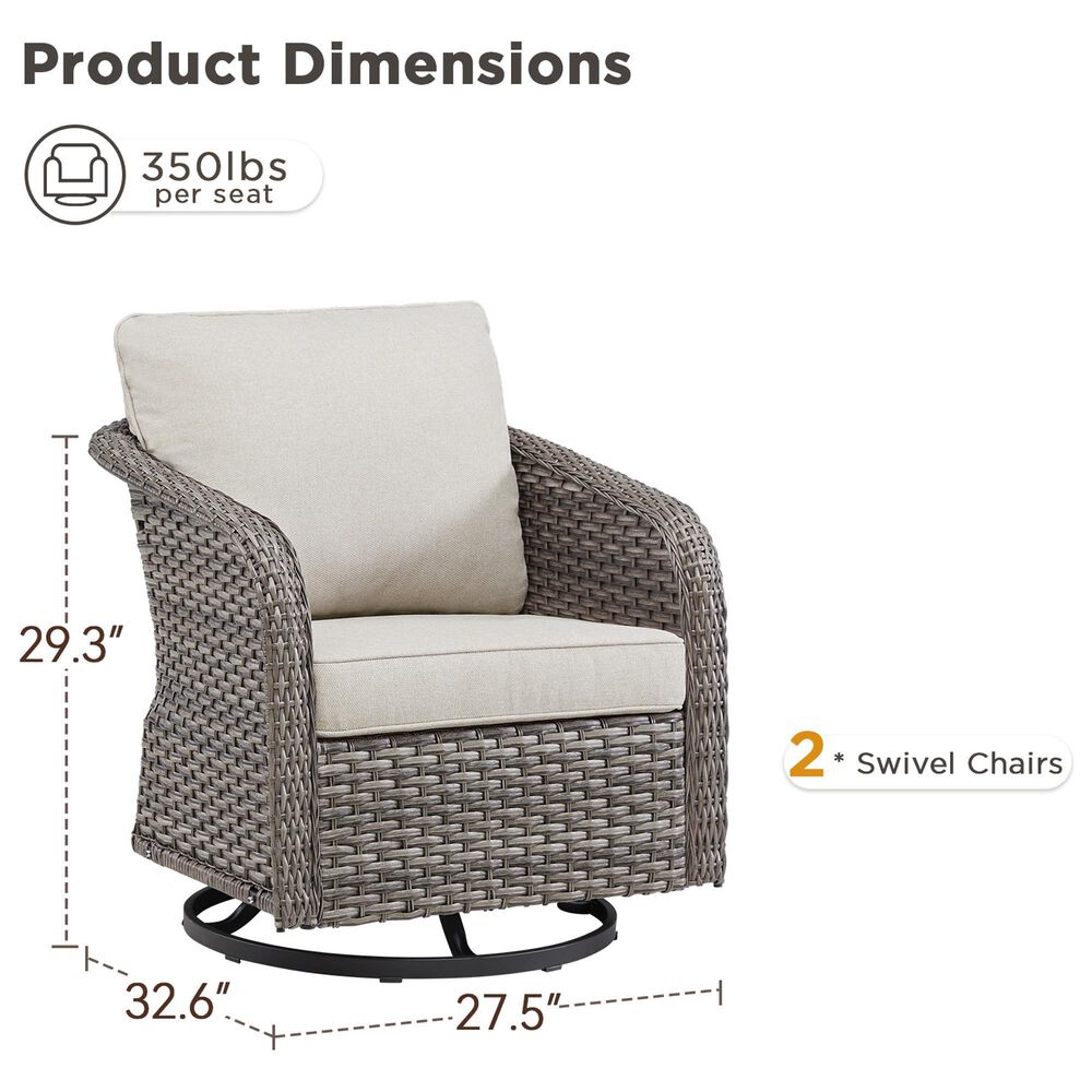 Sunwell Garden Patio Swivel Glider Chair in Beige (Set of 2), , large