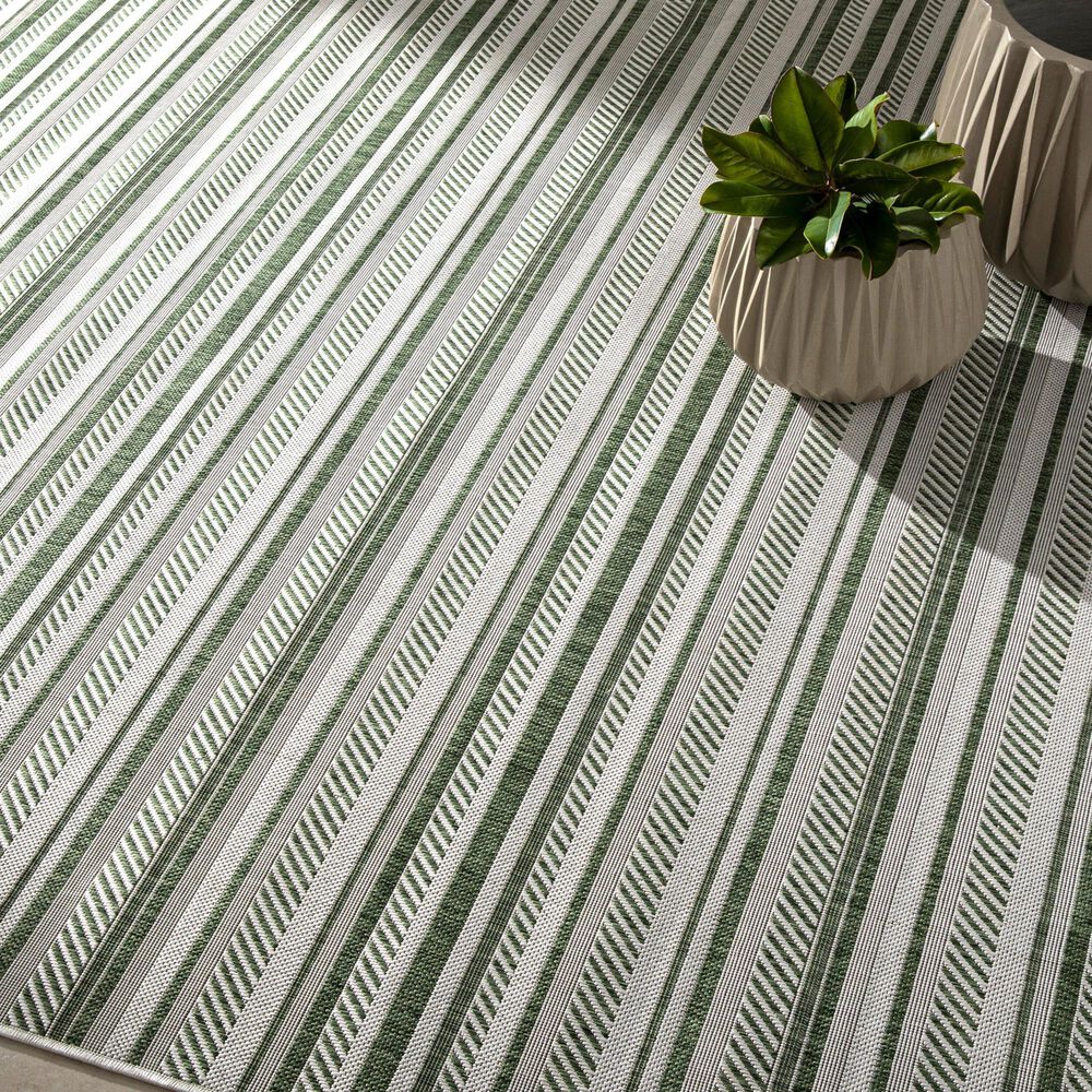 Surya Eagean EAG-2422 Grass Green, Ivory, Dark Green and Seafoam 8&#39;10&quot; x 12&#39; Indoor/Outdoor Area Rug, , large