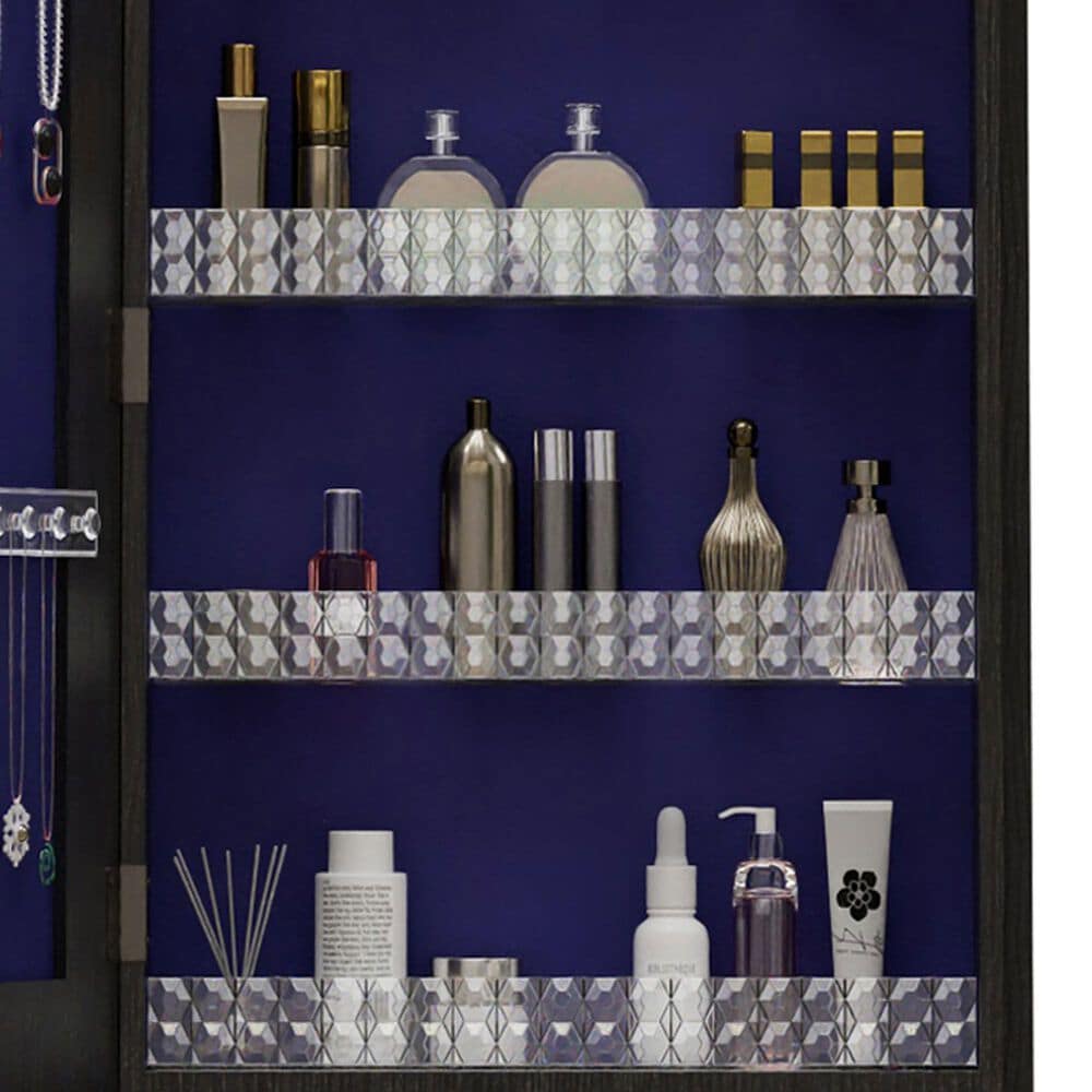 GigaCloud Swivel Jewelry Cabinet with Full Length Mirror and Storage Drawers in Black, , large
