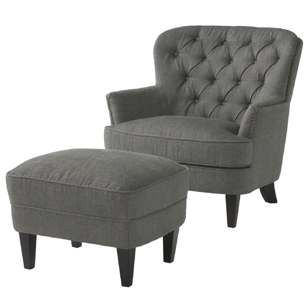 Noble House Tafton Club Chair with Ottoman in Gray, , large