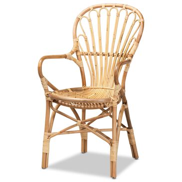Baxton Studio Sheraton Rattan Armchair in Natural, , large