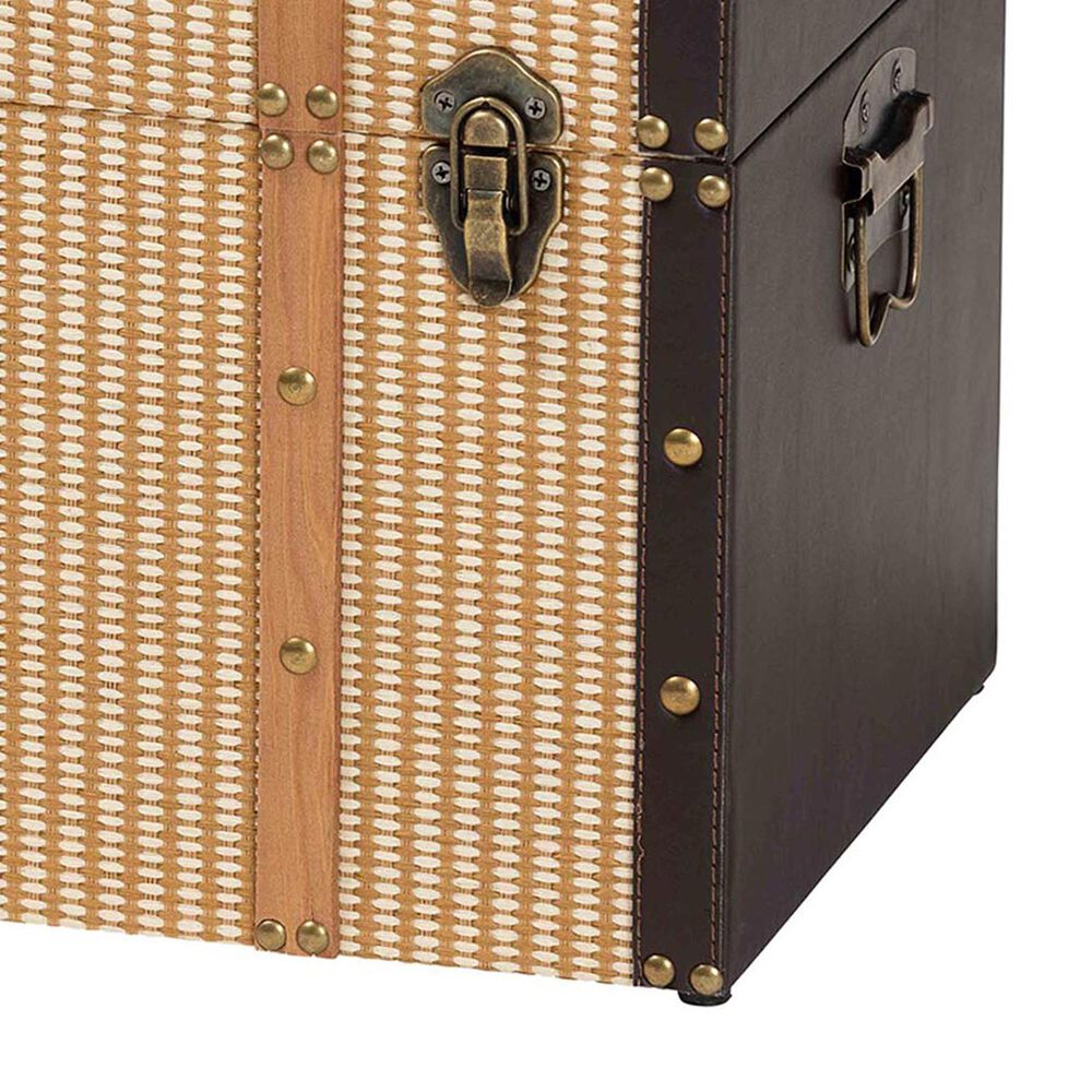 Baxton Studio Manton Storage Trunk with Hinged Top in Light, Dark Brown and Bronze, , large