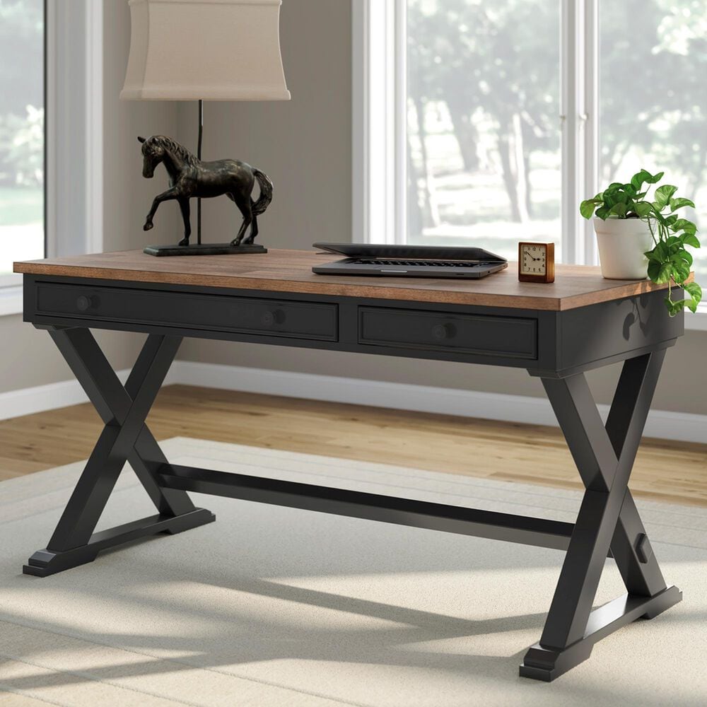 Ashley Wildenauer Home Office Desk in Rich Brown and Warm Satin Black, , large