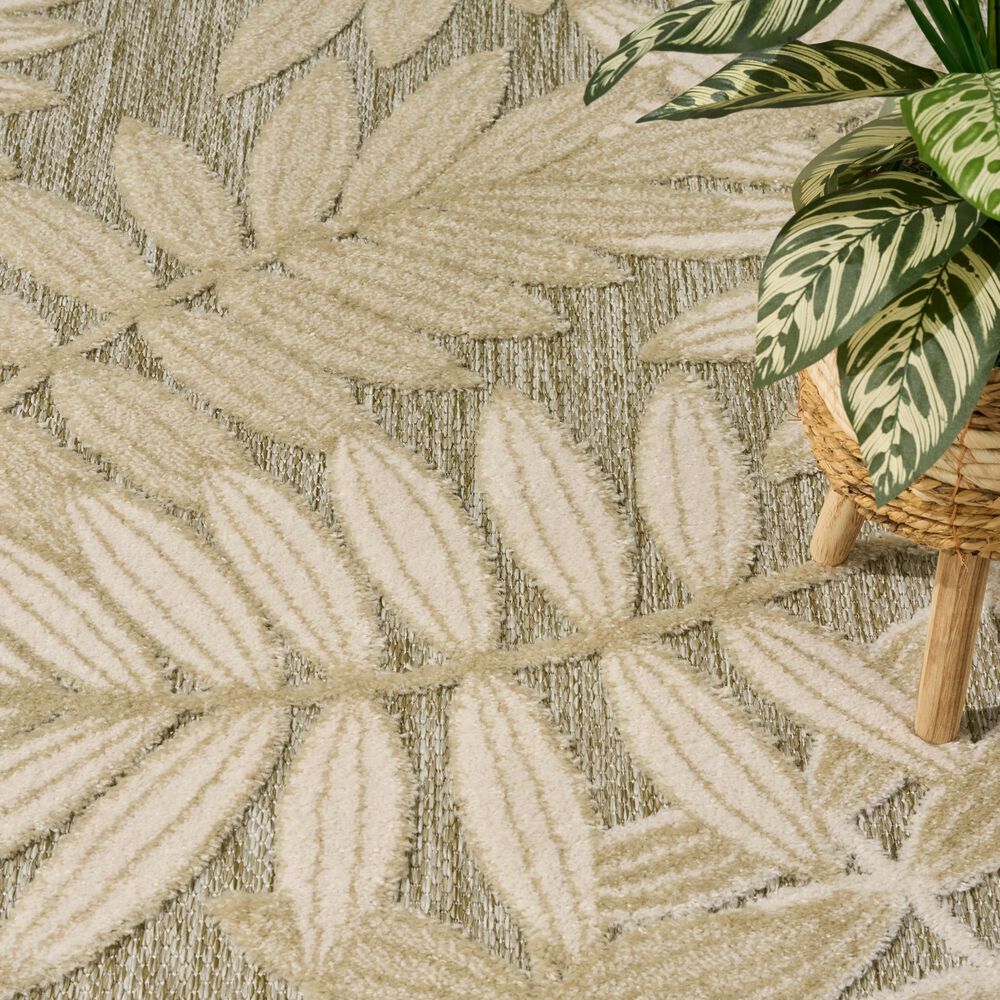 Nourison Aloha ALH18 Ivory and Sage 5'3" x 7'5" Indoor/Outdoor Area Rug, , large