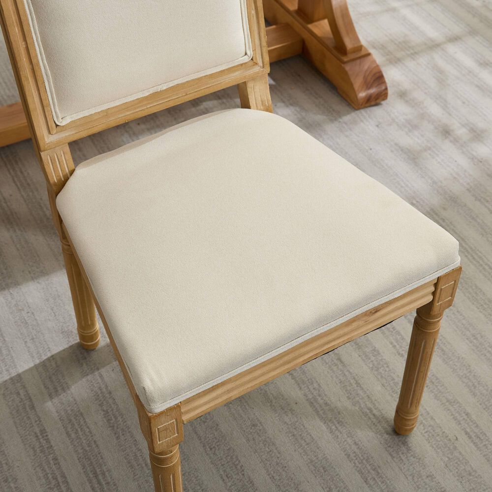 Hearth and Haven Upholstered Side Chair with Square Backrest in Beige (Set of 2), , large