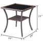 Sunwell Garden 20" Patio Square Side Table with Frosted Glass Top in Brown, , large