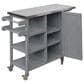 Hearth and Haven Outdoor Kitchen Island Cart with Stainless Steel Top and Lockable Wheels in Gray, , large