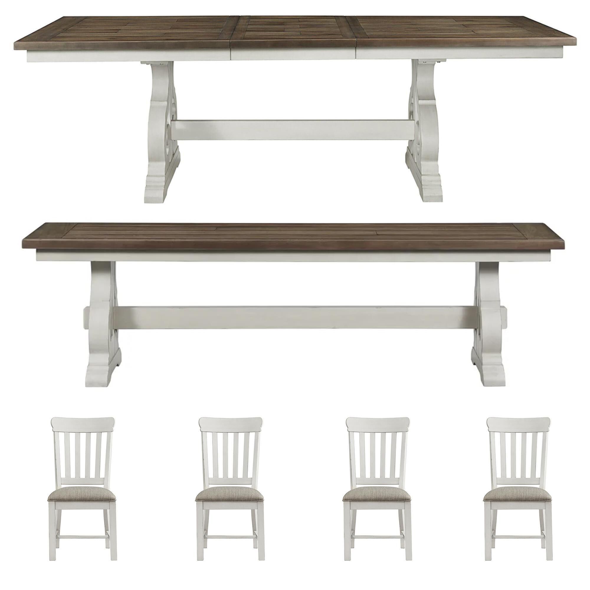 Hawthorne Furniture Drake Large Dining Table 1 Bench and 4 Chairs