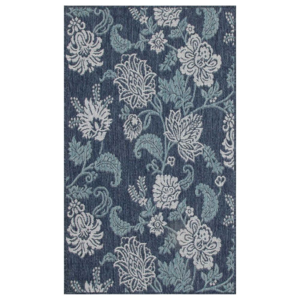 Nourison Garden Oasis GOA03 Navy 3" x 5" Indoor/Outdoor Area Rug, , large