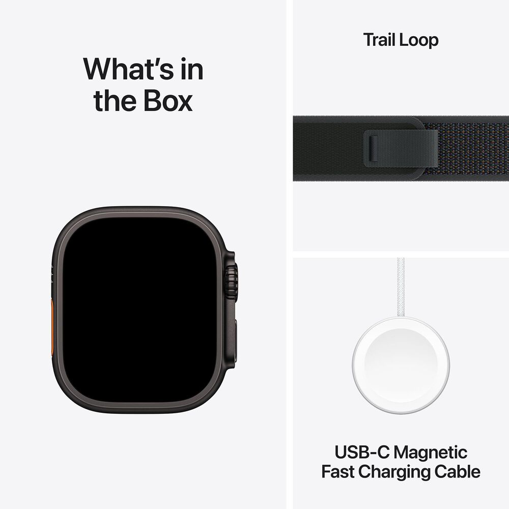 Apple Watch Ultra 2 GPS + Cellular 49mm Black Titanium Case with Black Trail Loop - M/L, , large