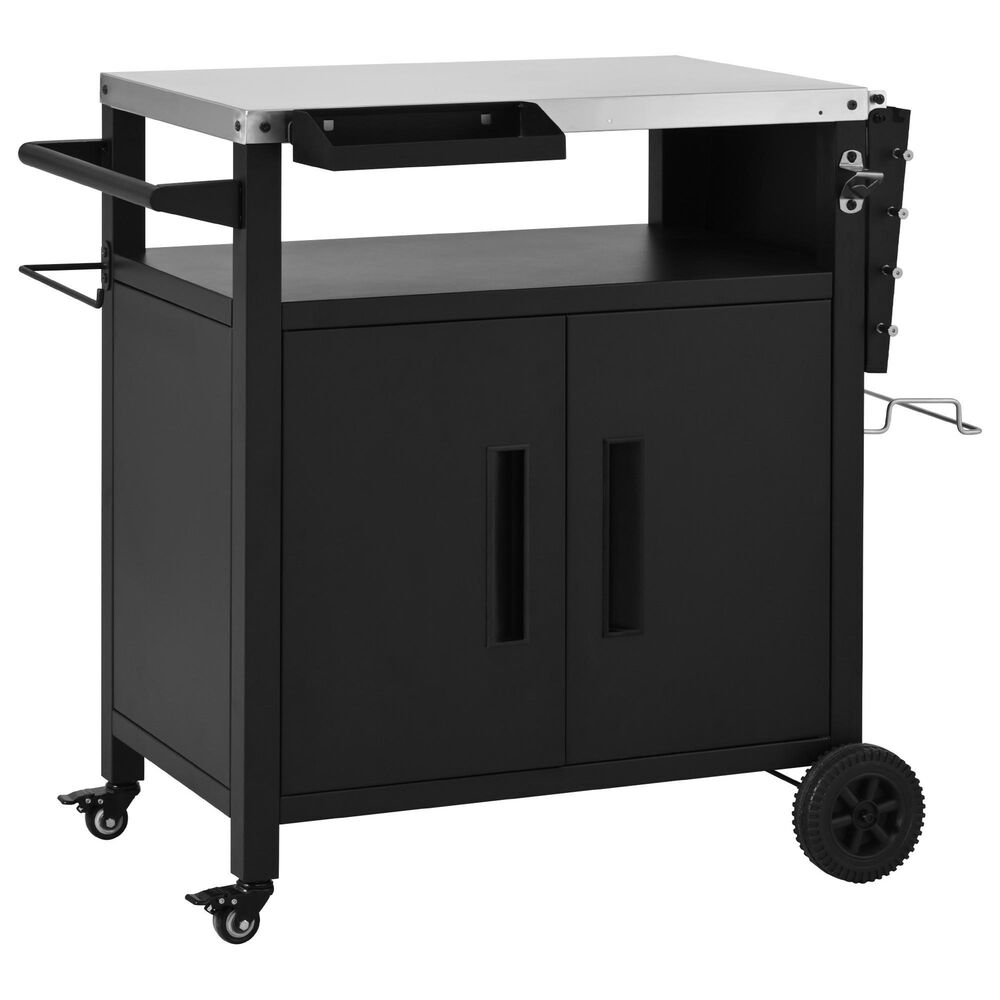 HOMLUX 45" Outdoor Kitchen Island in Black and Stainless Steel, , large