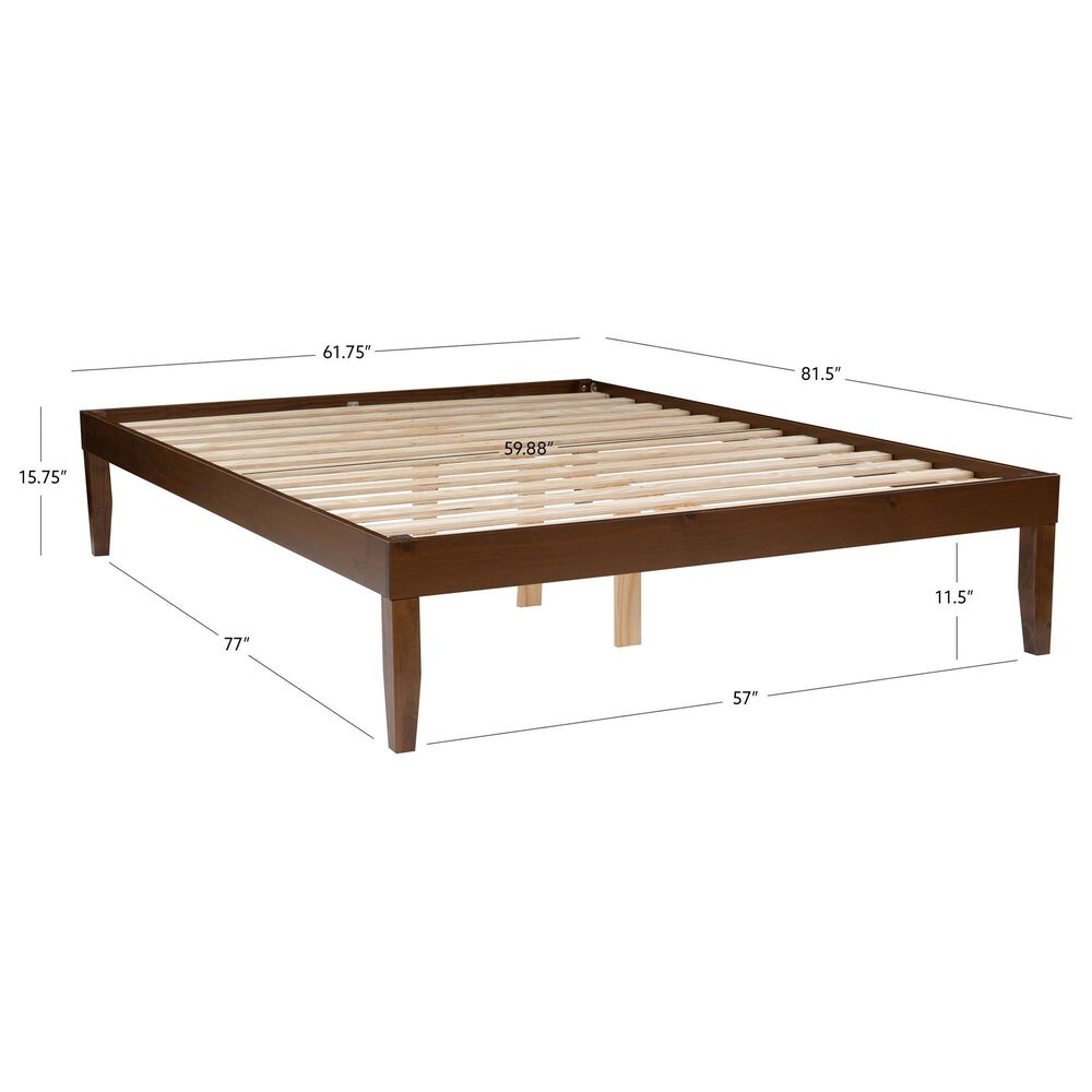 Linon Home Decor Polly Queen Platform Bed in Rich Walnut, , large
