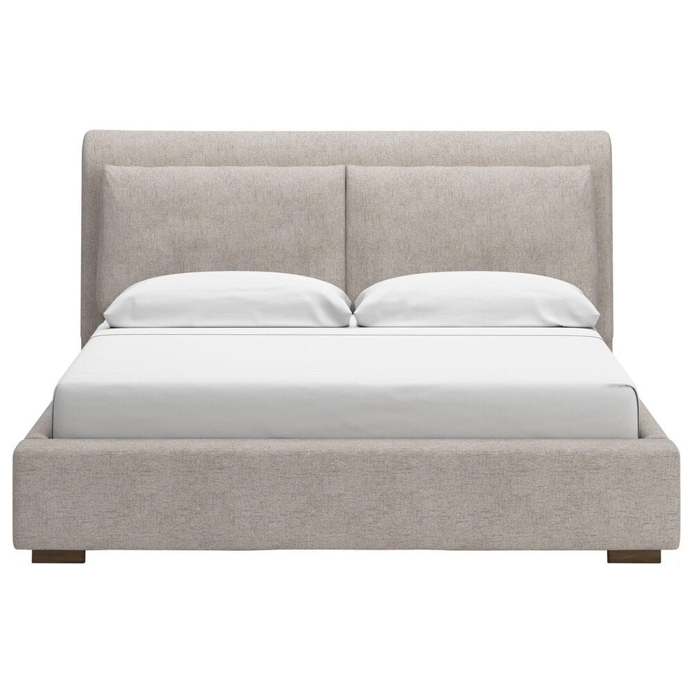 Millenium Cabalynn California King Oatmeal Upholstered Platform Panel Bed in Light Brown, , large