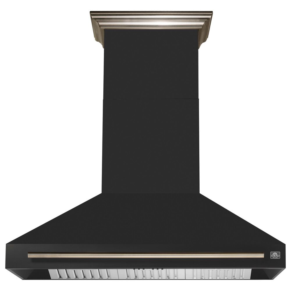 Forno Aria 48" Wall Mount Range Hood in Black and Antique Brass, , large