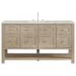 James Martin Vanities Breckenridge 60" Single Bathroom Vanity in Whitewashed Oak with 3 cm Victorian Silver Quartz Top and Rectangular Sink, , large
