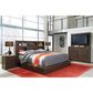 Riva Ridge Modern Loft Queen Bookcase Platform Bed in Brownstone, , large