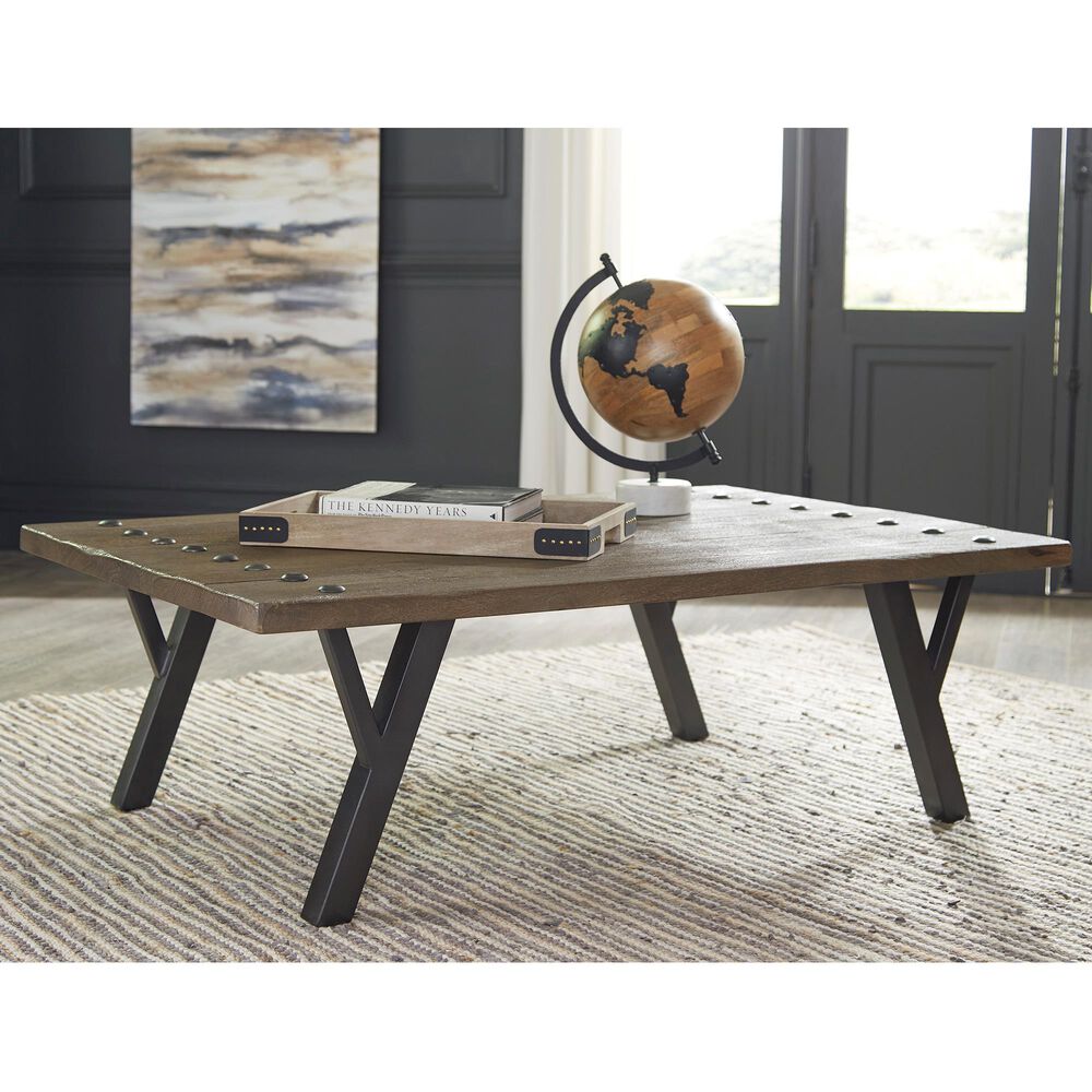 Signature Design by Ashley Haffenburg Rectangular Coffee Table in Medium Brown, , large