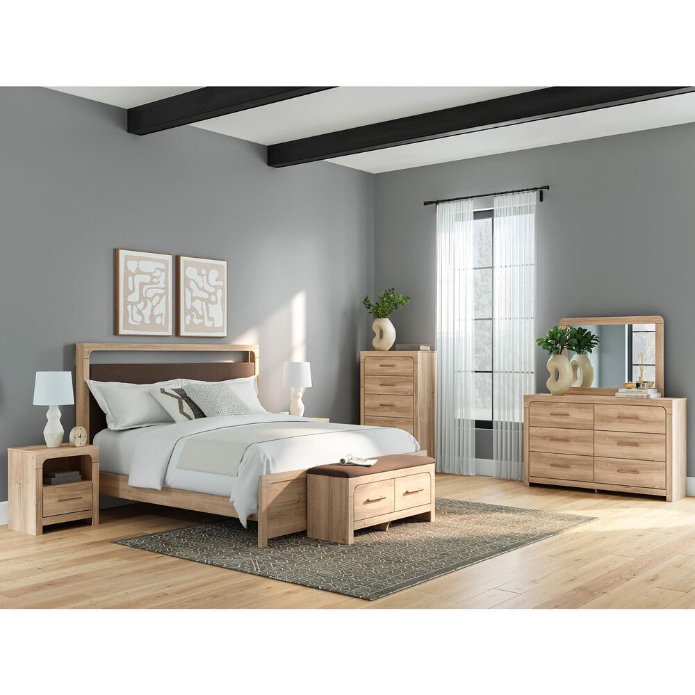 Ashley Kinlanni King Upholstered Platform Bed in Tan, , large