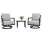 Hearth and Haven 3-Piece Outdoor Aluminum Swivel Lounge Chair Set with Side Table in Cast Silver, , large