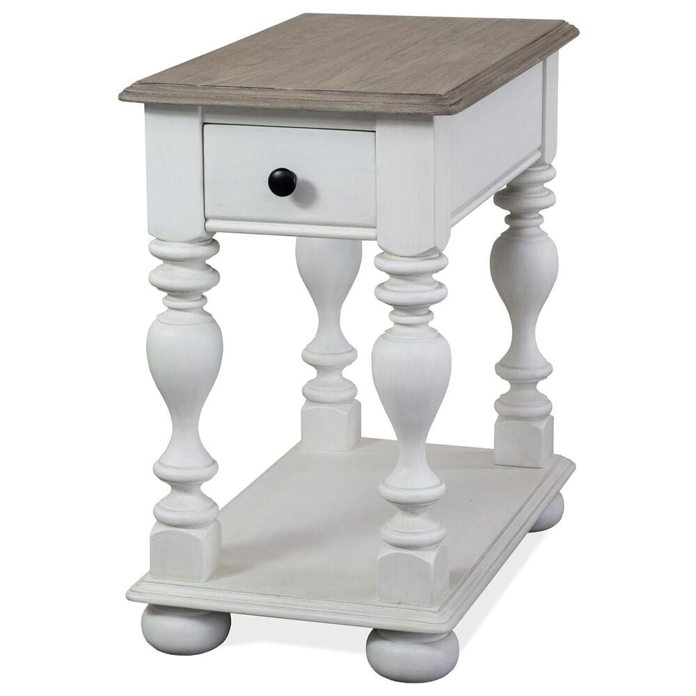 Riverside Furniture Jameson 1-Drawer Side Table in Pale Taupe and Antique Oak, , large