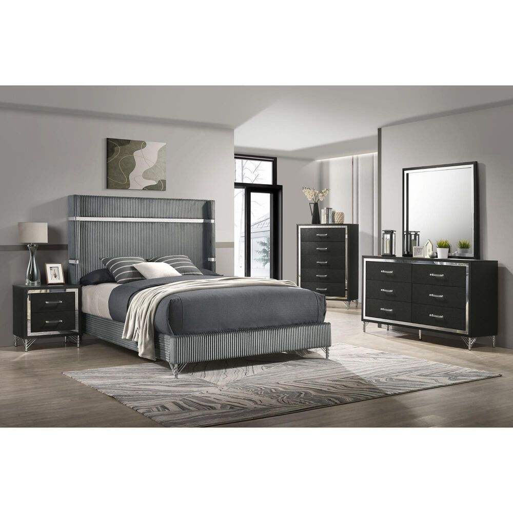 Coaster Lucia Dresser Mirror in Black and Chrome, , large