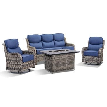 Sunwell Garden 4-Piece Firepit Set in Navy, , large